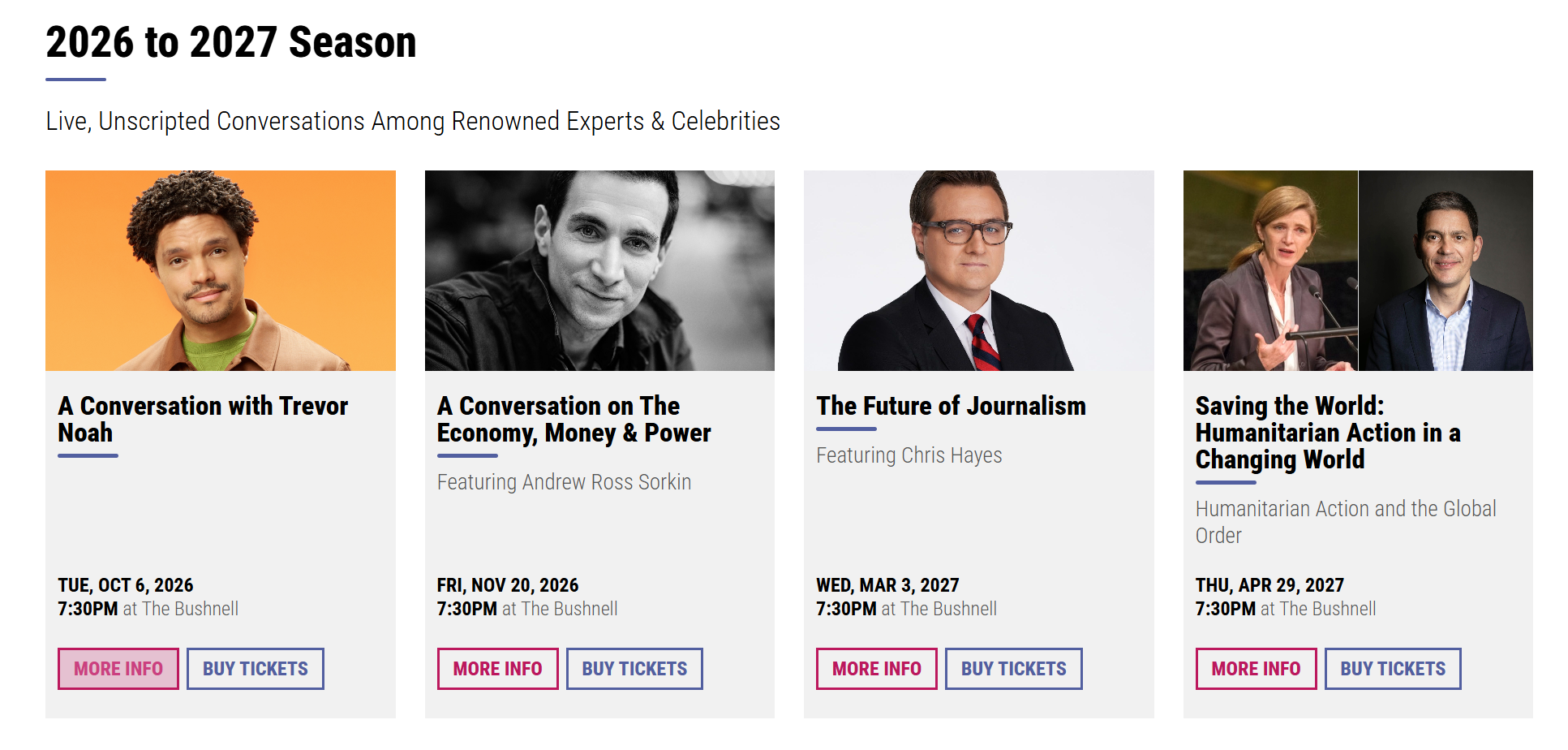 The Connecticut Forum: 4 Event Series Subscriptions Now on Sale event photo