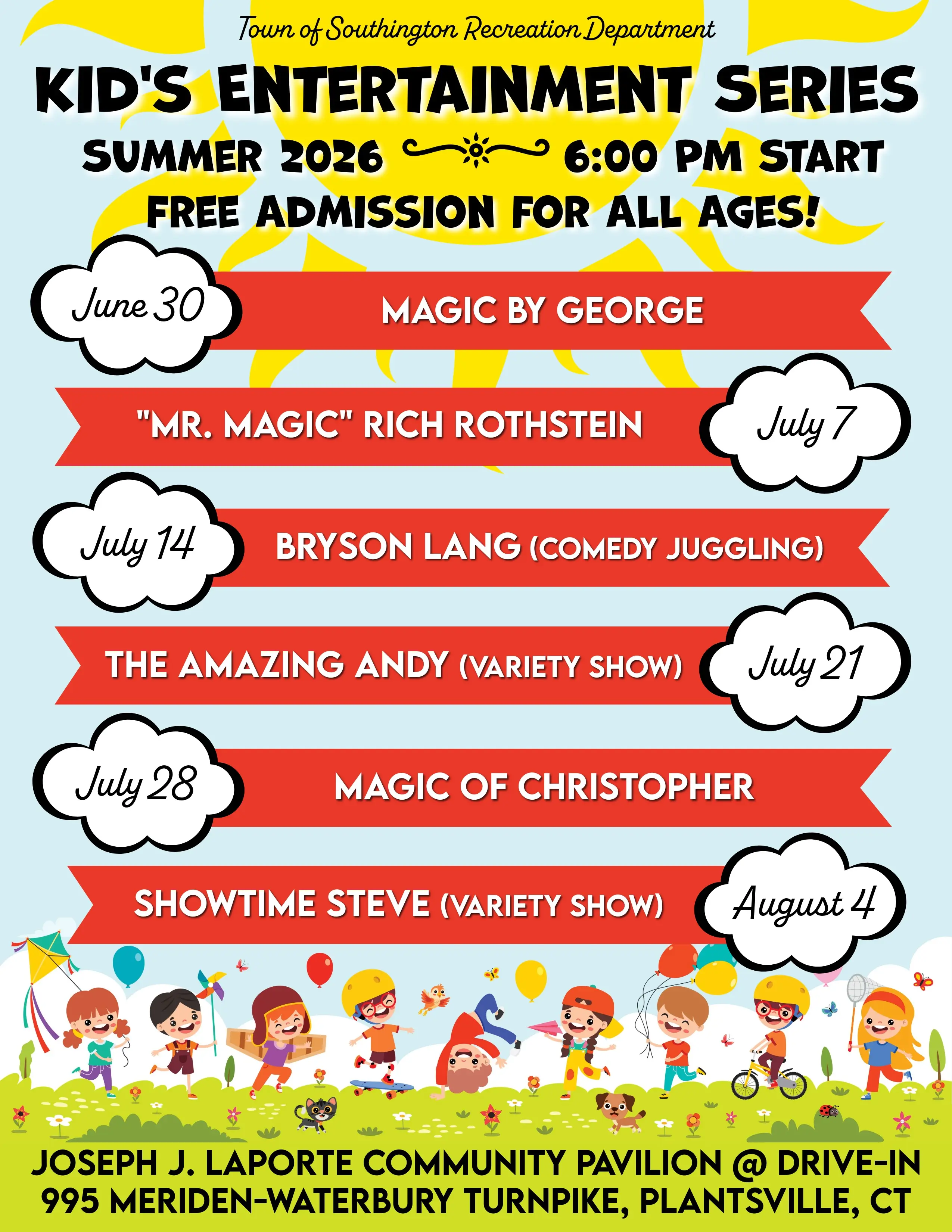 Kid's Entertainment Series at Community Pavilion at Southington Drive-In, 995 Meriden-Waterbury Turnpike, Plantsville, CT 06479 event photo