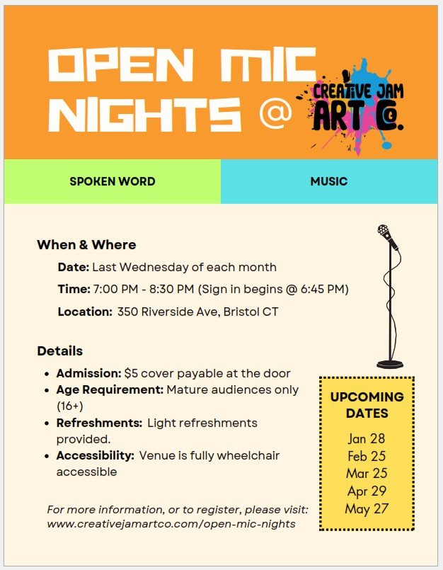 Open Mic Nights @ Creative Jam Art Co. thumbnail